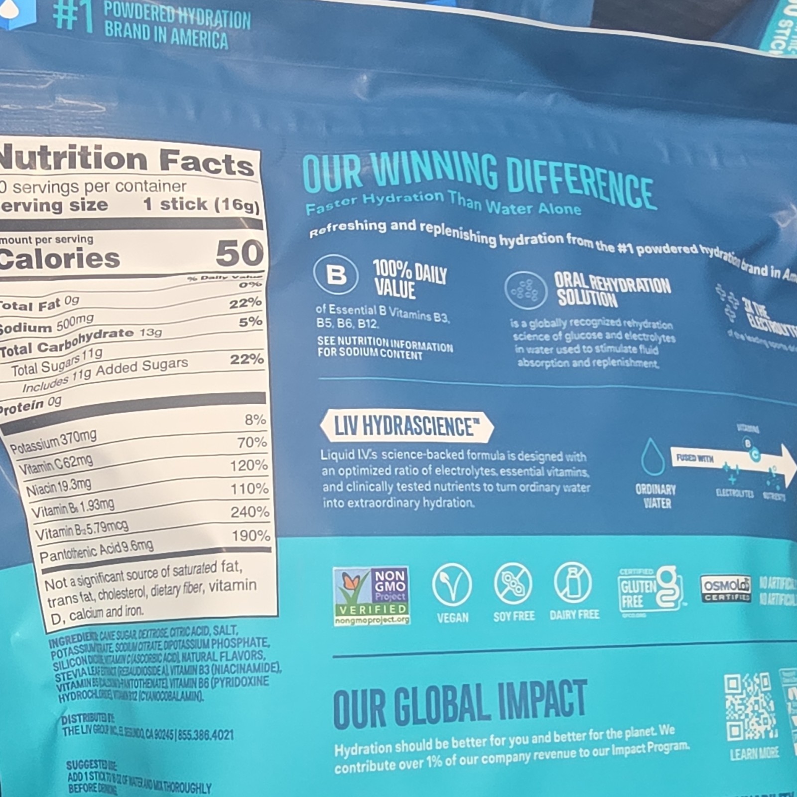 Liquid I.V. Hydration Multiplier Electrolyte Drink Mix 30 Sticks Firecracker
