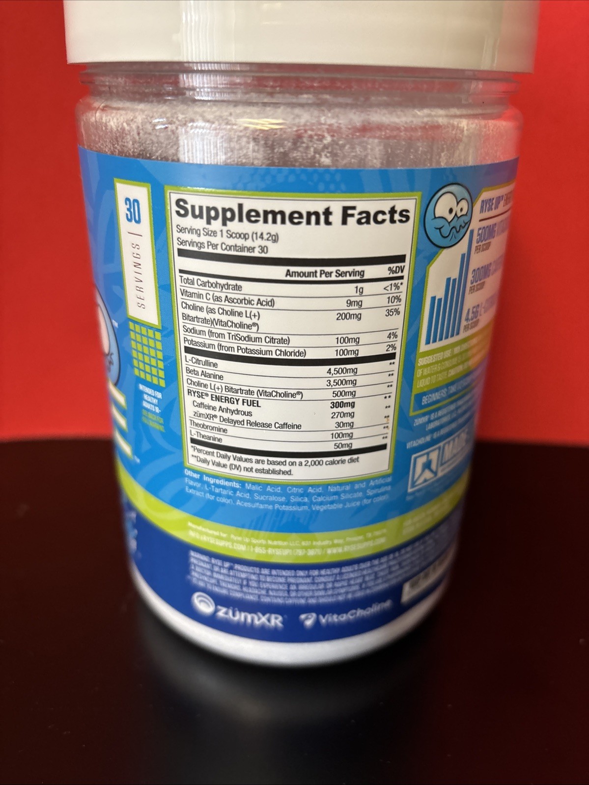 Ryse Loaded Pre Workout Powder – Sour Punch Blue Raz – 16 oz – EXP 7/27