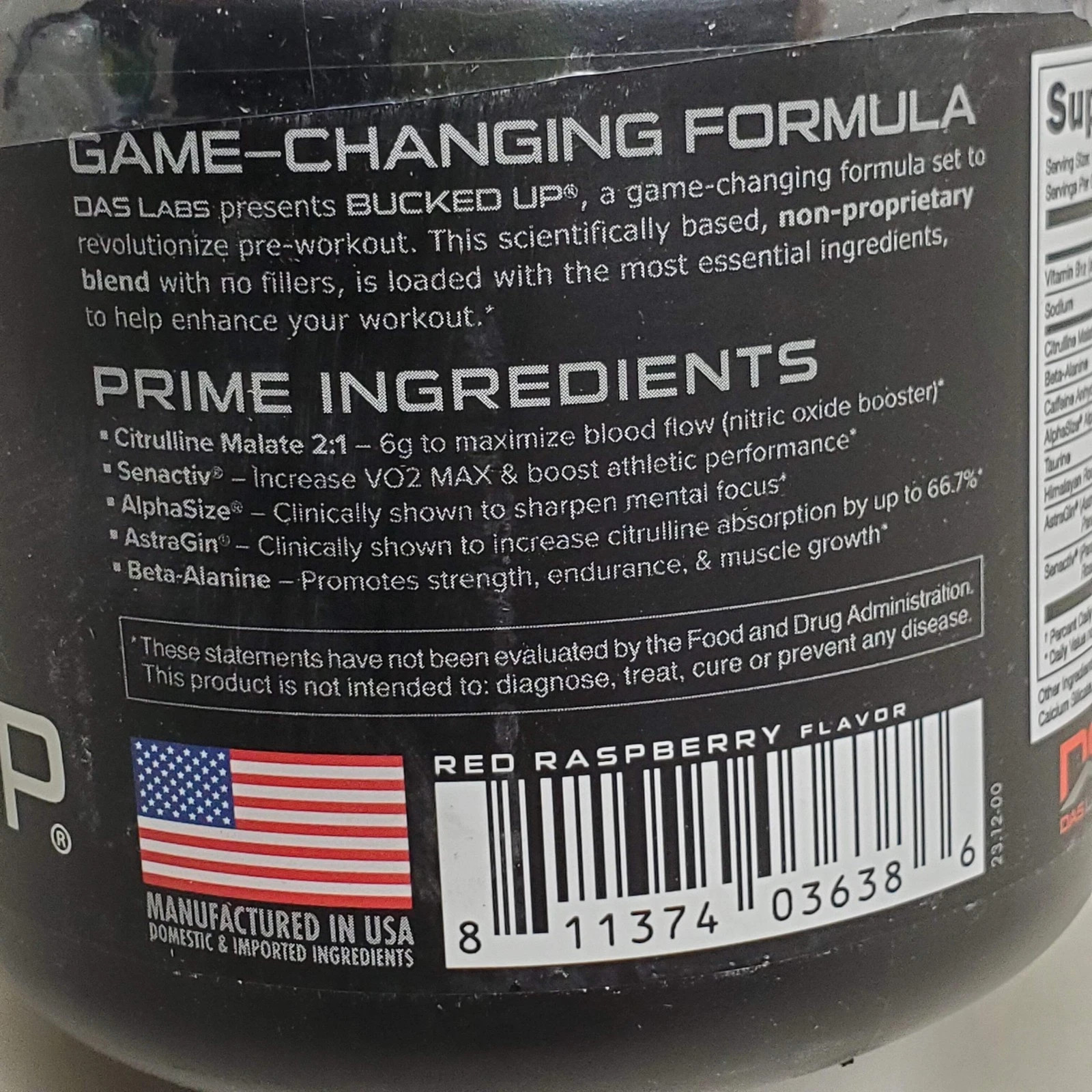 BUCKED UP – Pre-Workout Blood Raz 25 Serv 9.2 Oz Dietary Supplement 2027+