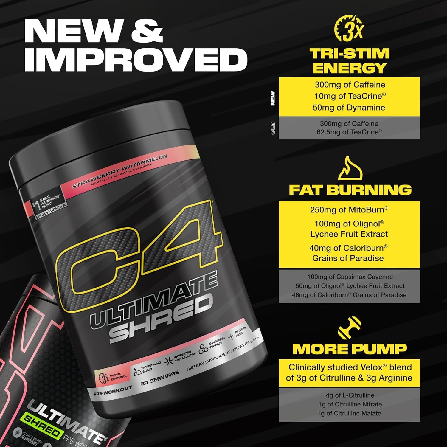 Cellucor C4 Ultimate Shred Pre Workout Powder, Fat Burner for Men Women, Wei…