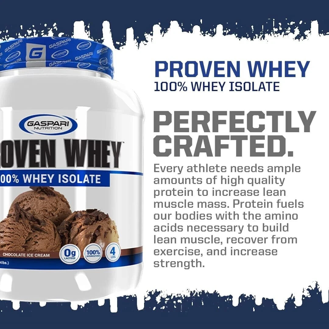 Gaspari Nutrition Proven Whey 100% Whey Isolate Protein 4LB Pick Flavor New