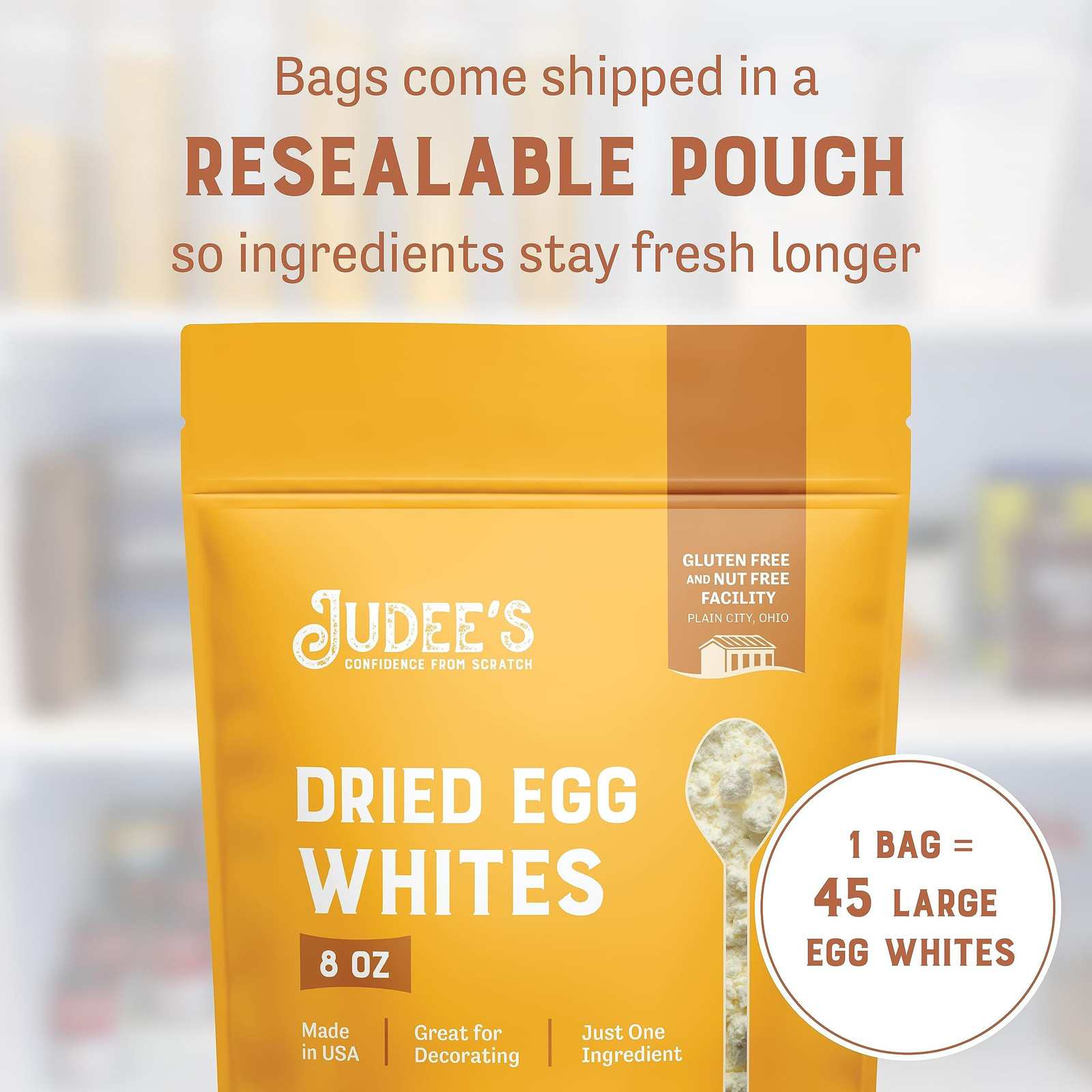 Judee’s Gluten Free Dried Egg White Protein Powder – 8 Ounce (Pack of 1)