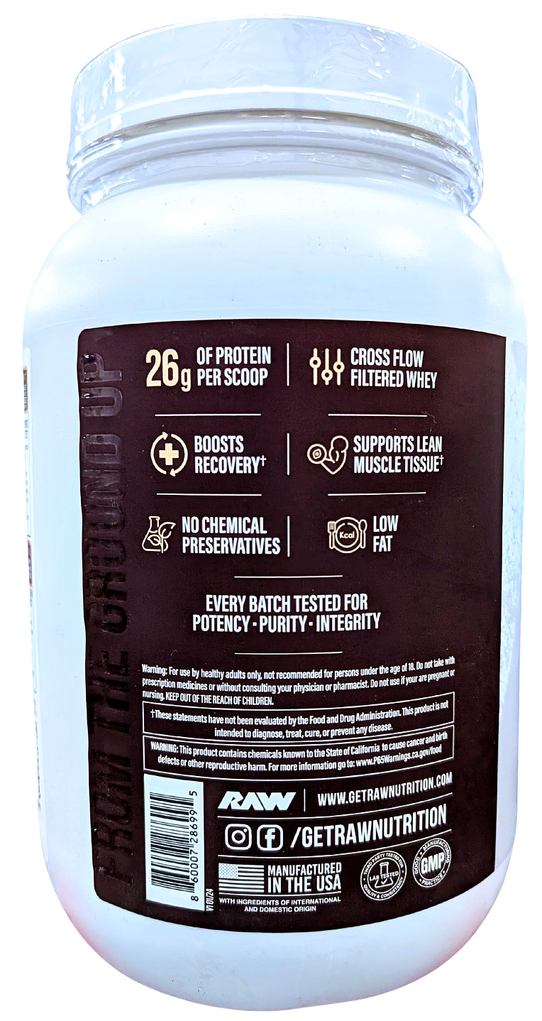 RAW 25g Grass Fed Whey Isolate Protein Powder Dark Chocolate 1.97 lbs. EXP 10/26