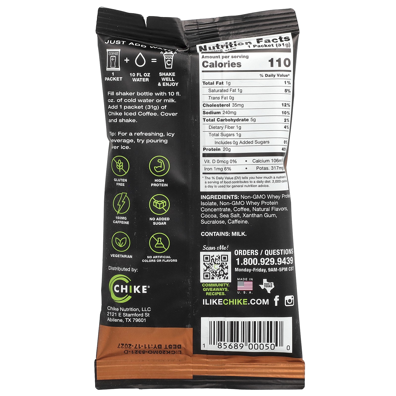 High Protein Iced Coffee, Mocha, 12 Packets, 1.09 oz (31 g) Each