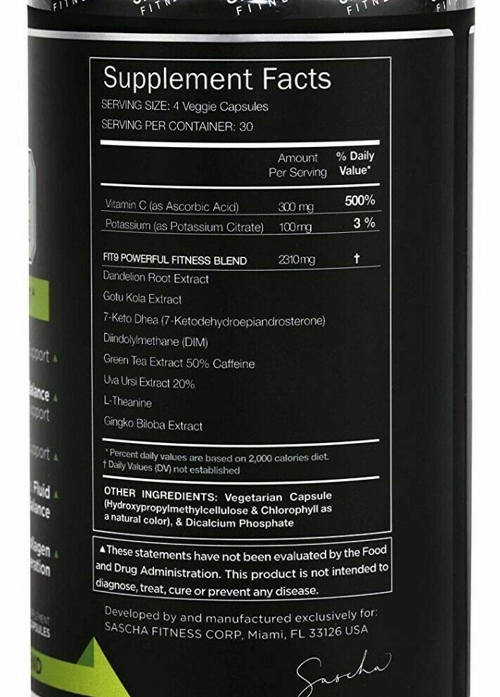 2 Pack Fit 9 Sascha Fitness Fat Loss Support. Original 100% Combo 240 capsules