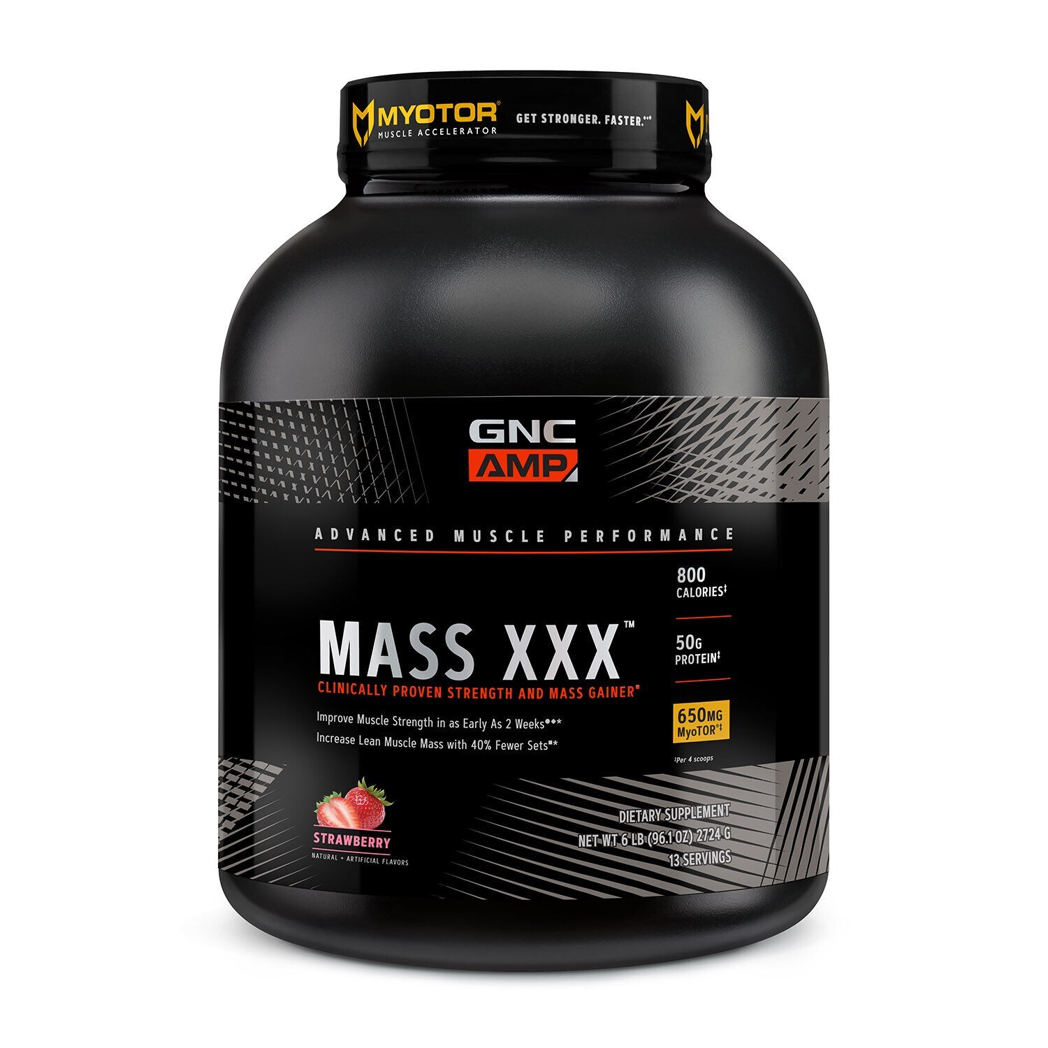 GNC Amplified Mass XXX Anabolic Mass Gainer 6 LBS Strawberry