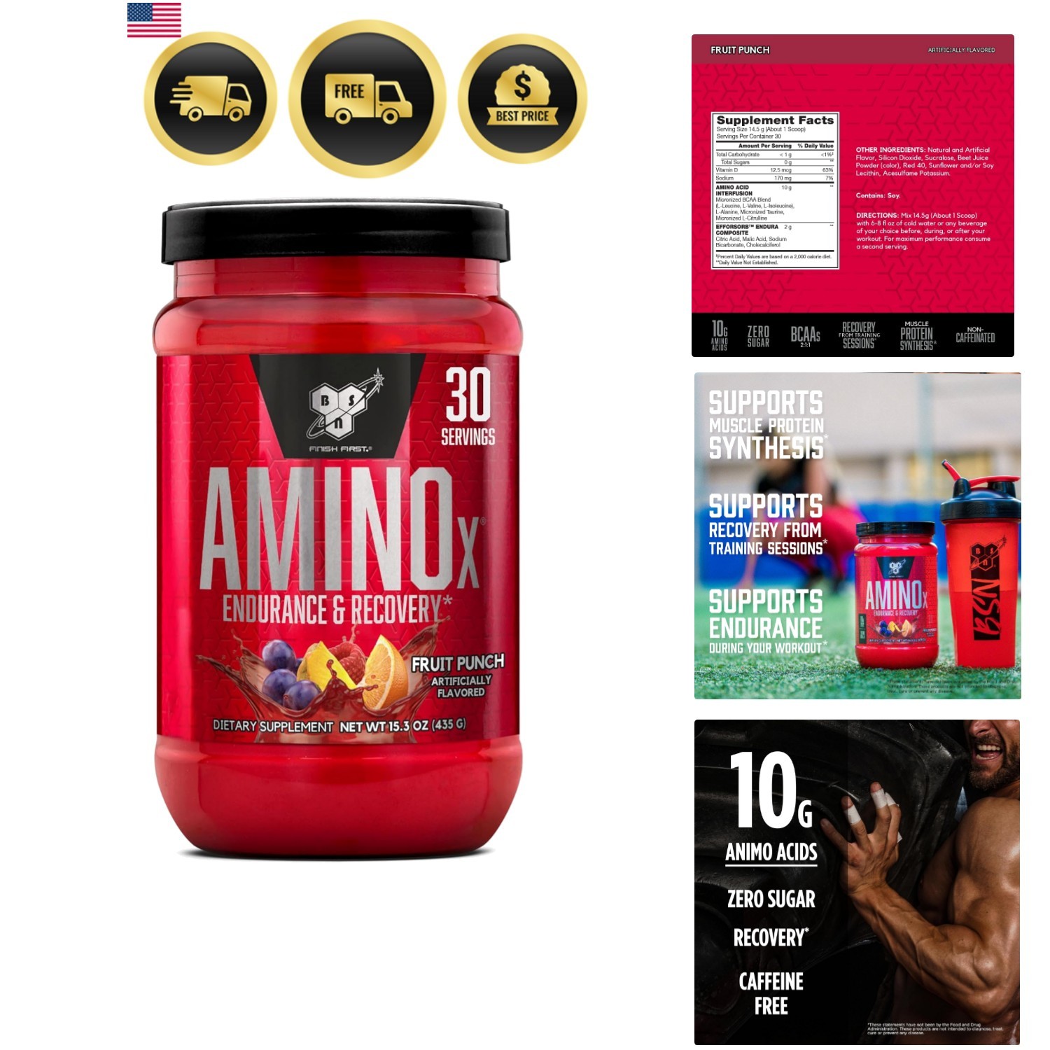 Amino BCAAs Powder Endurance Recovery Muscle Growth Zero Sugar
