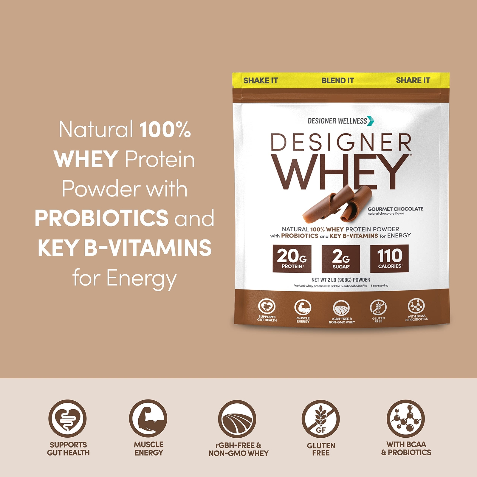 Gourmet Chocolate Protein Supplement Powder 29 Servings Natural Protein 20g