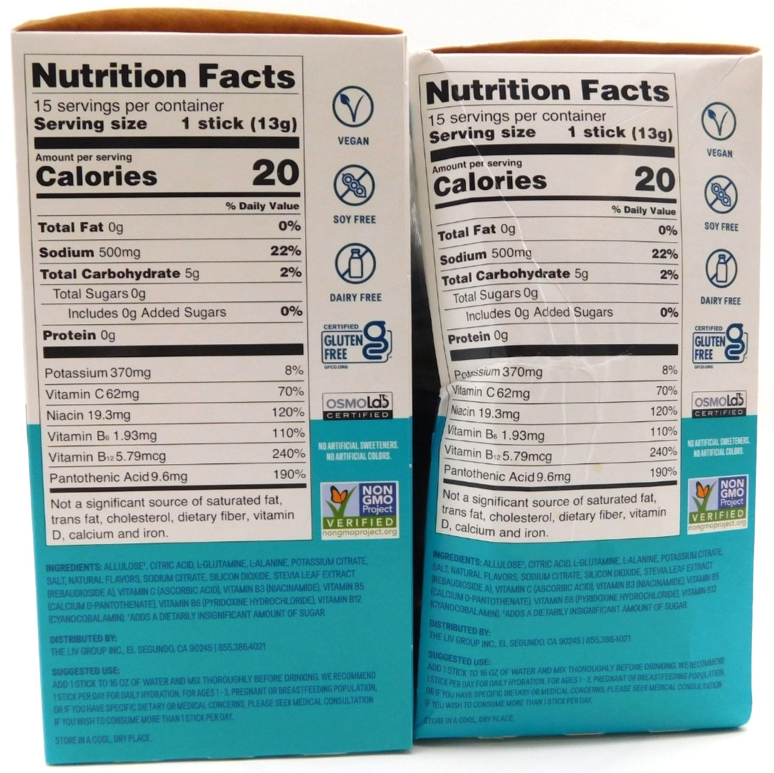 2Pk- Liquid I.V. Sugar Free Lemon Lime, 30 Total Sticks, Exp. 8/27