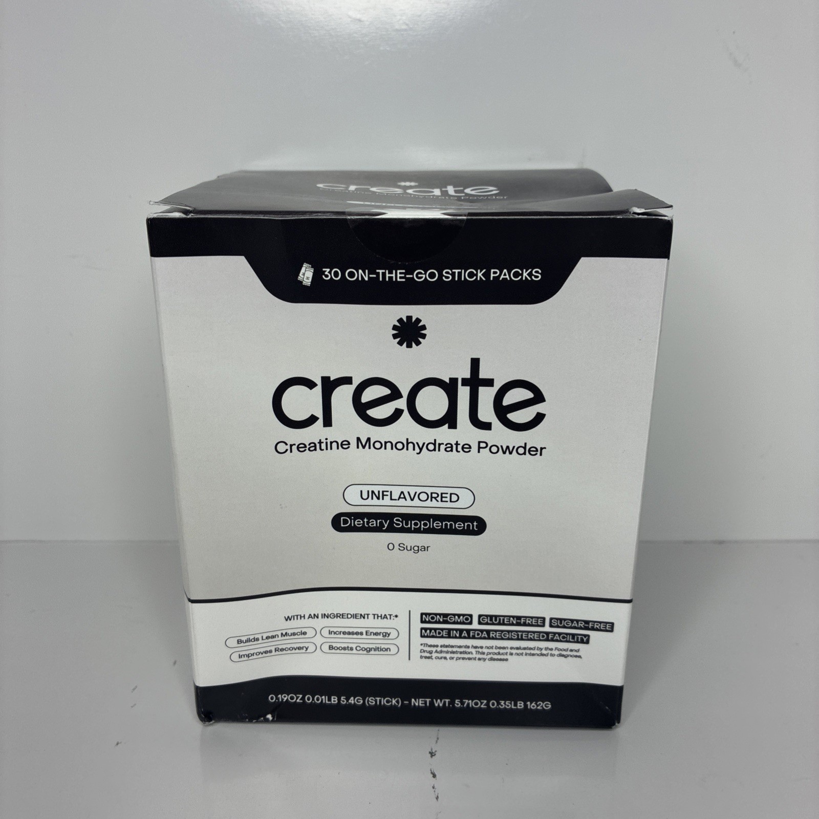 Create Single Serve Creatine Monohydrate Powder – 30 Pack, 5.4g ea. Exp. 08/27