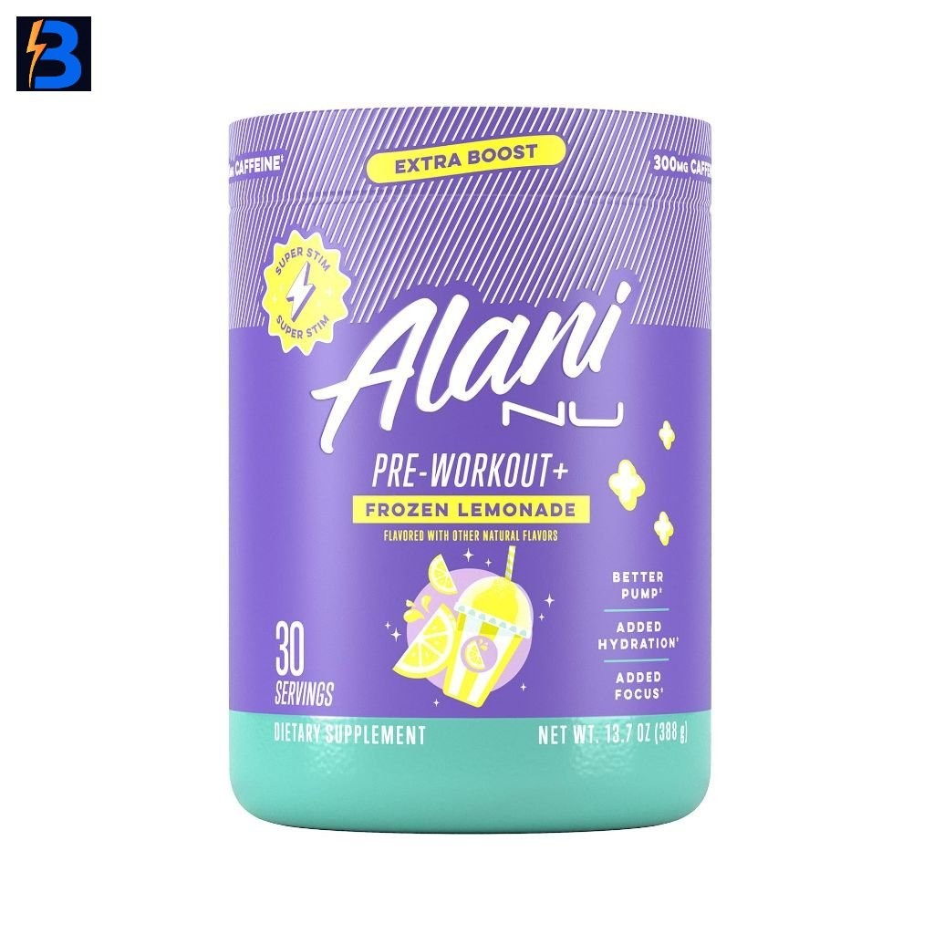 Alani Nu Pre Workout+ Powder – Frozen Lemonade, 13.7oz, Exp. 11/27