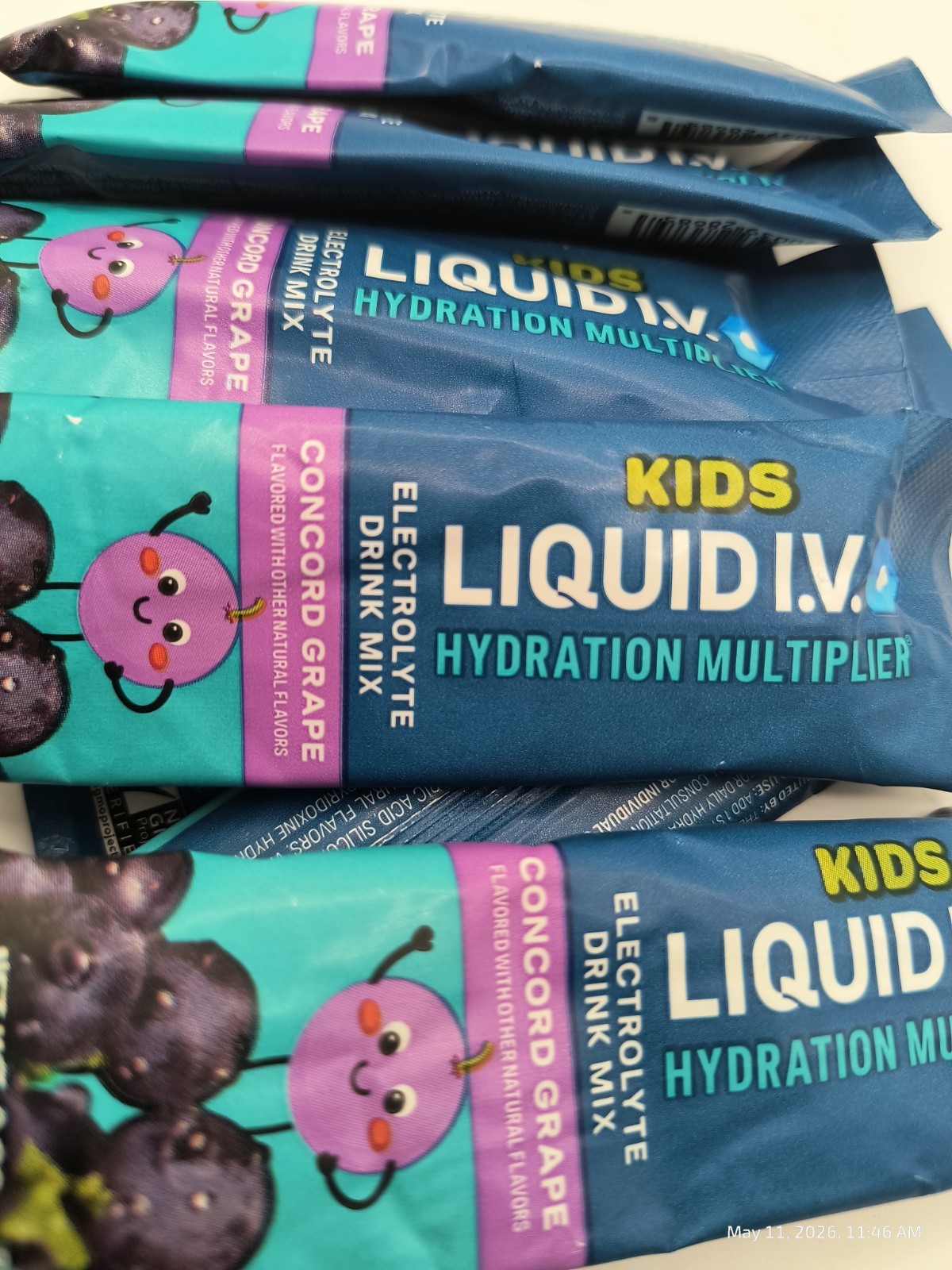 96 Kid’s Liquid IV Hydration Multiplier Drink Mix Packets Concord Grape BB 7/26+