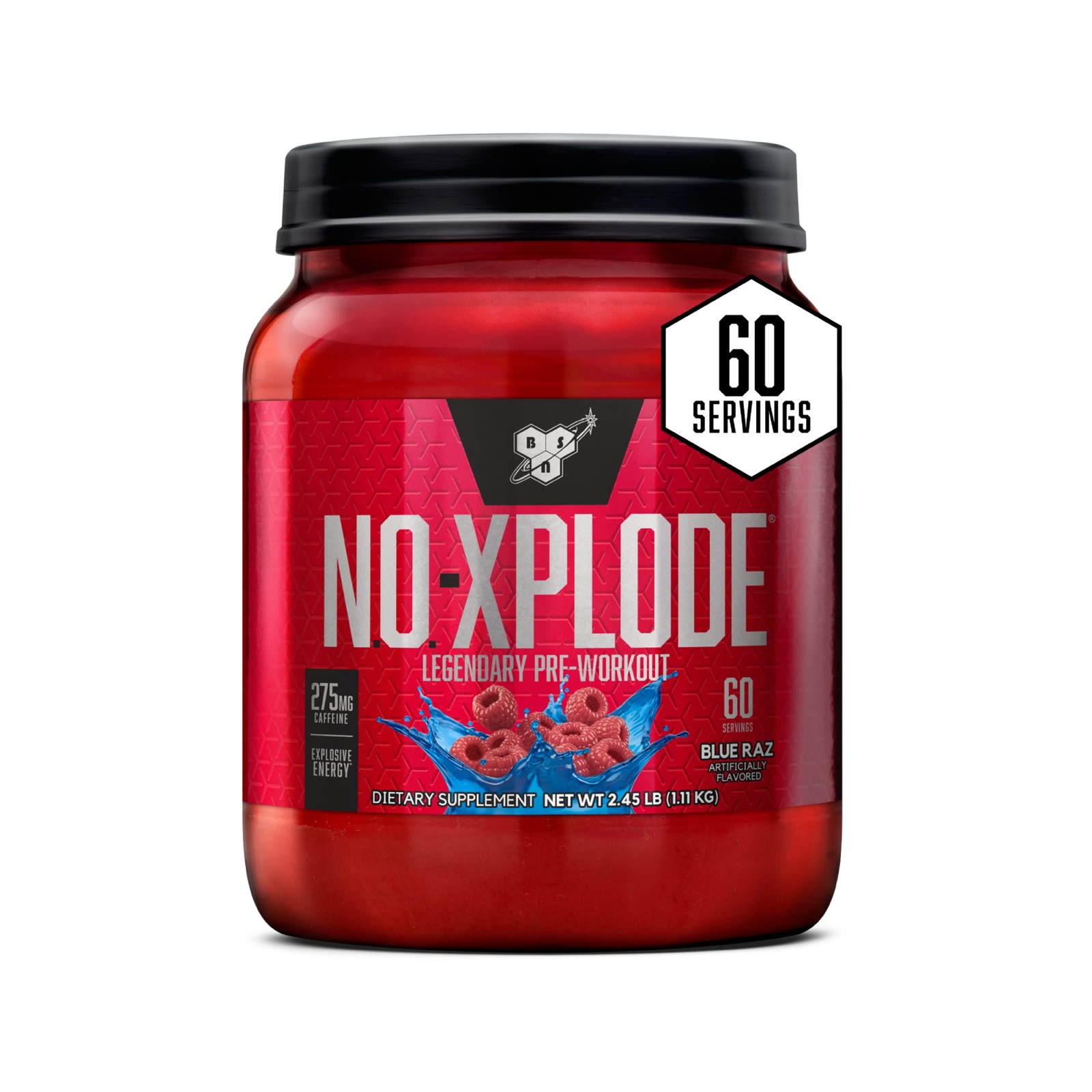 Pre Workout Powder N.O. XPLODE Creatine Beta Alanine Blue Raz BSN