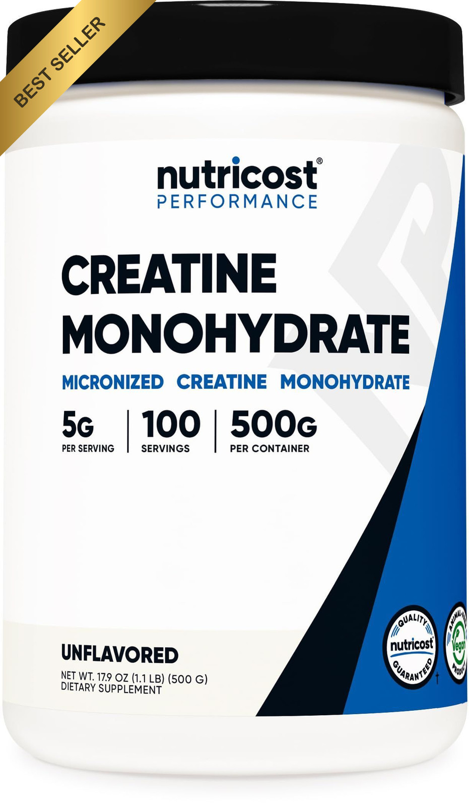 Nutricost Micronized Creatine Monohydrate Powder 500G 5000mg 100 Servings Pure