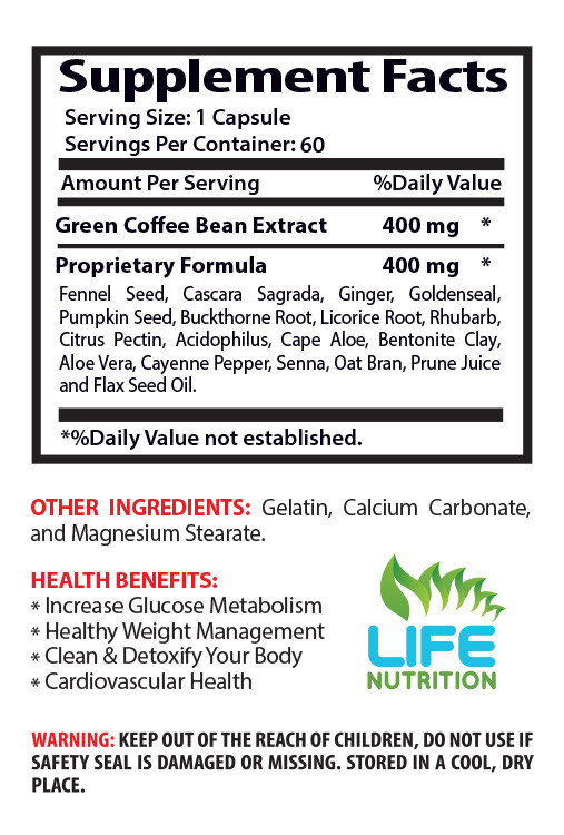 natural coffee extract – Green Coffee Cleanse 400mg – heart health vitamins 3B