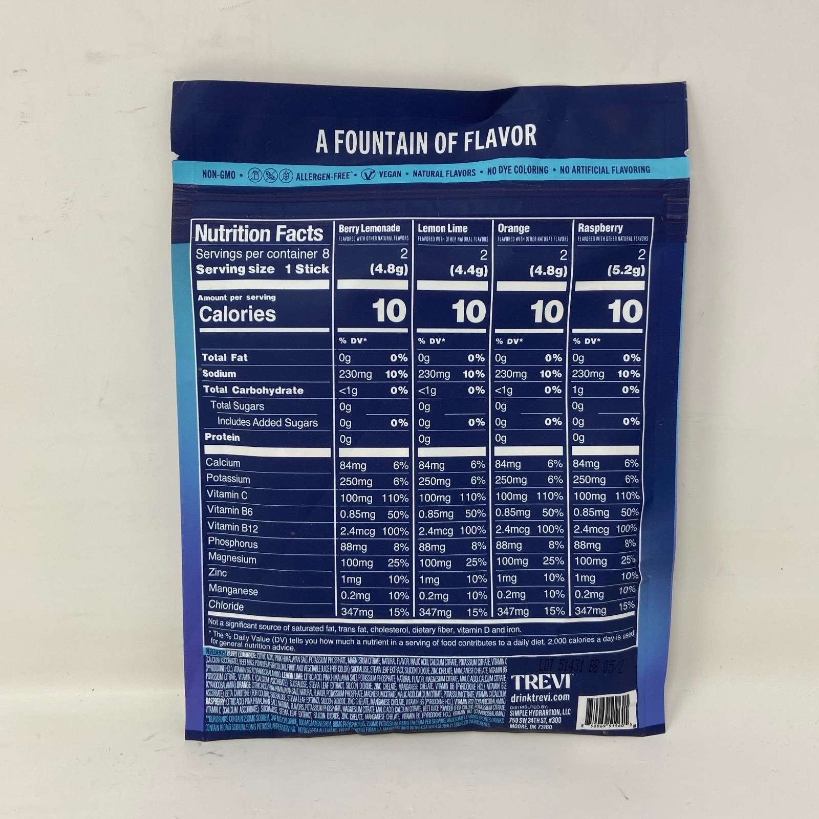 Trevi Enhanced Hydration Electrolyte Drink Mix Variety, 8 Sticks