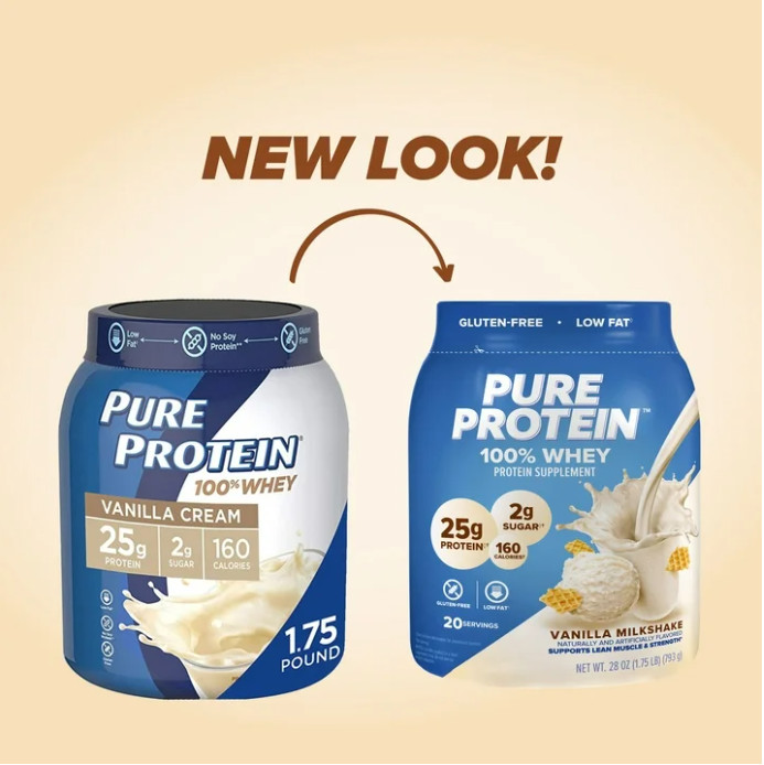 Pure Protein 100% Whey Powder, Vanilla Cream, 25g Protein, 1.75 lb
