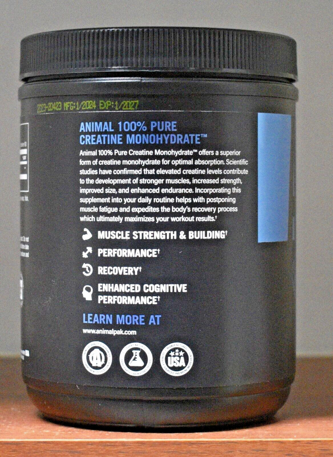 Animal Micronized Creatine Monohydrate Powder 10.58oz 300g 60 Servings