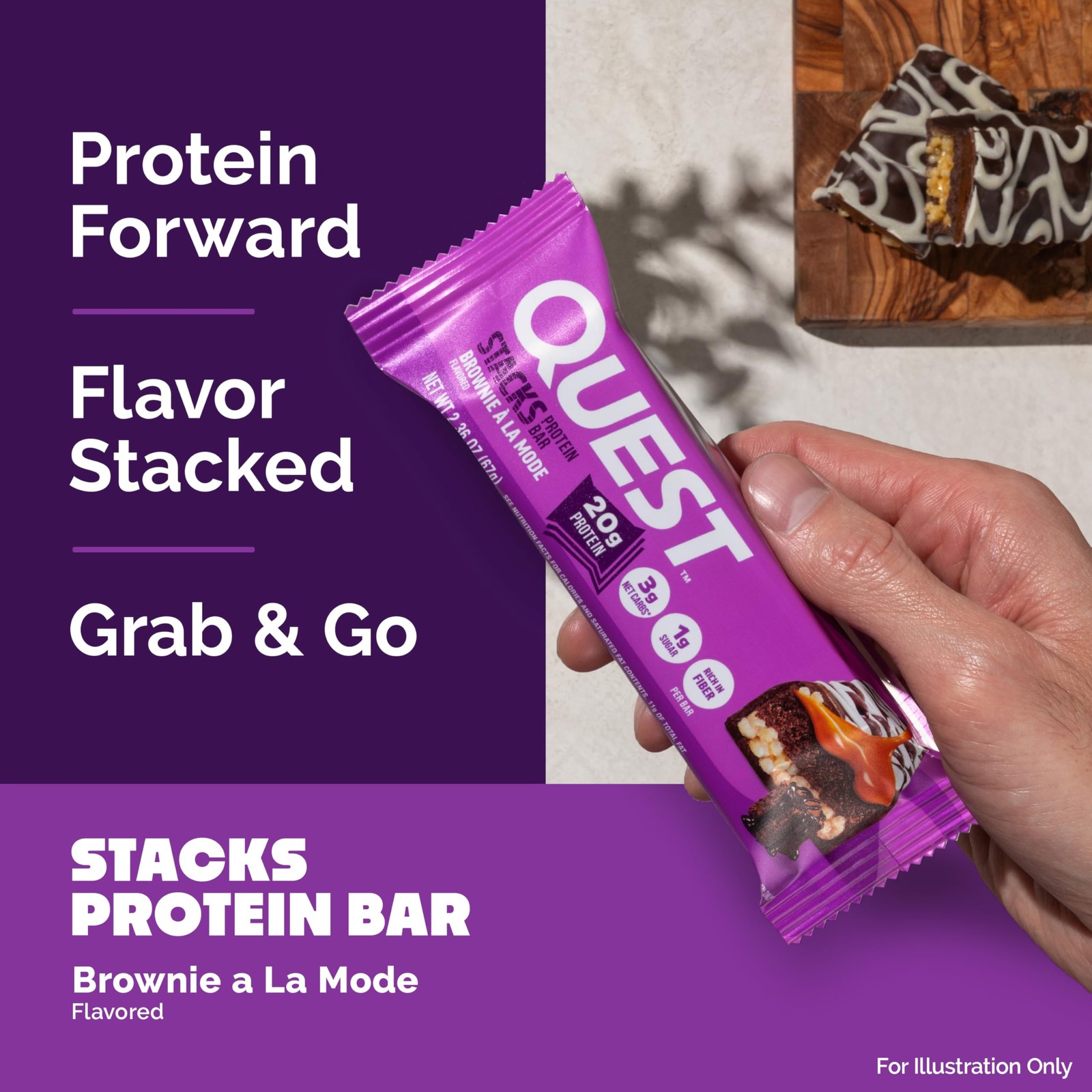 Quest Nutrition Stacks Protein Bars, Brownie a la Mode 12 Count (Pack of 1)