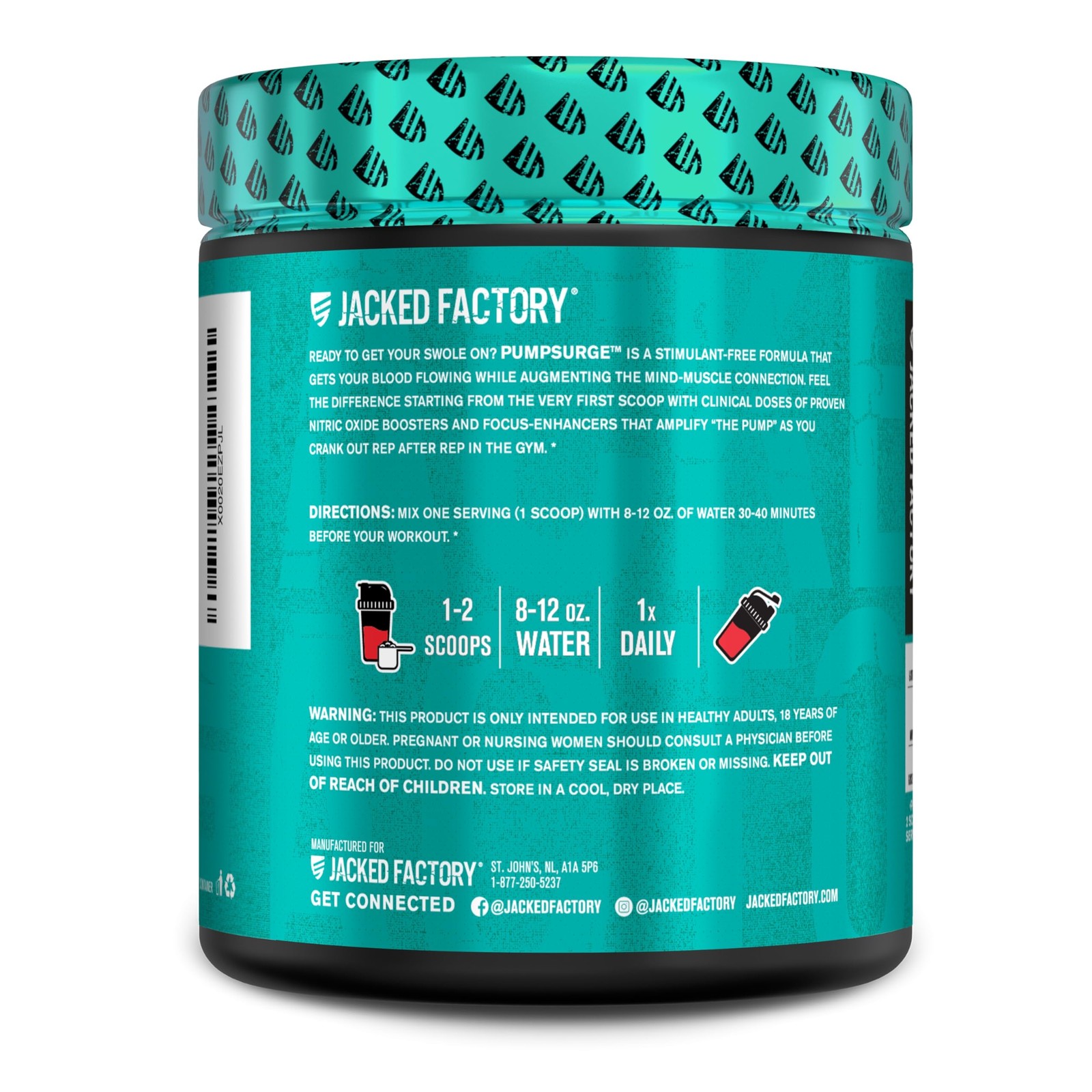 PUMPSURGE Caffeine-Free Pump & Nootropic Pre Workout Supplement, Non Stimulant