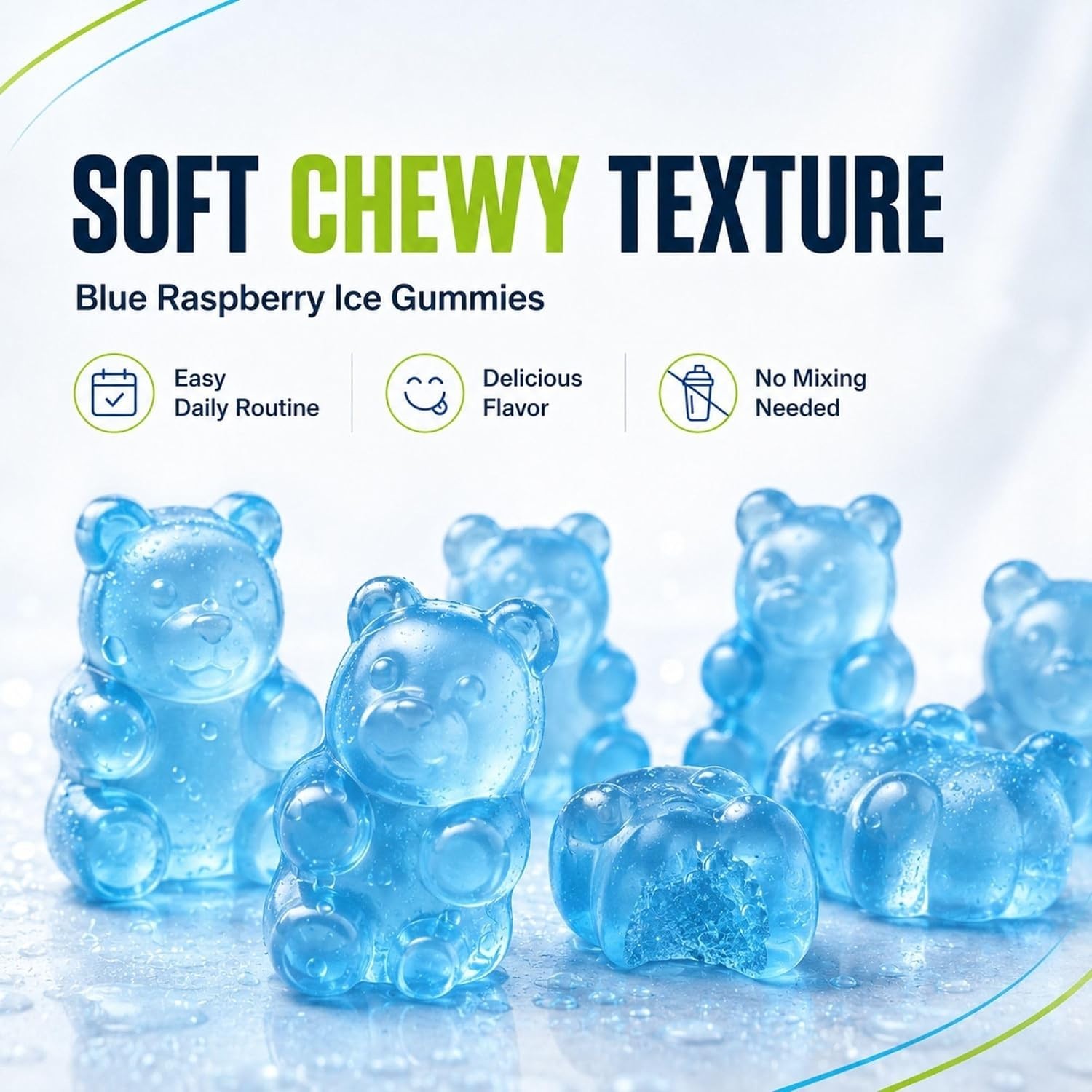 FUELE Electrolyte Gummies BCAA 2 1 1 Sugar Free Blue Raspberry 90 Ct