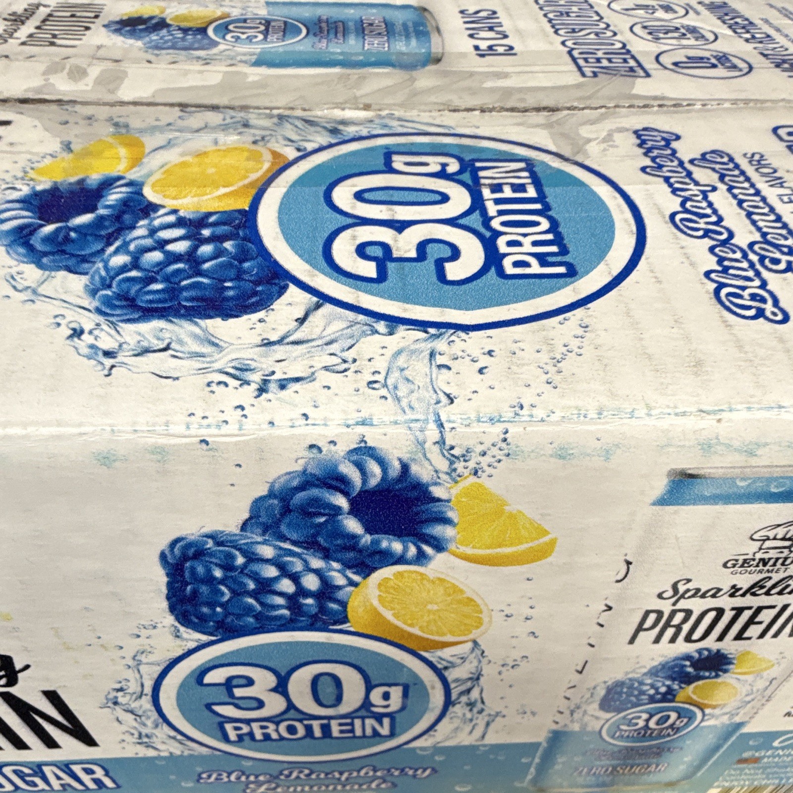 Genius Gourmet Sparkling Protein Blue Raspberry Lemonade 30g Zero Sugar 15x12oz