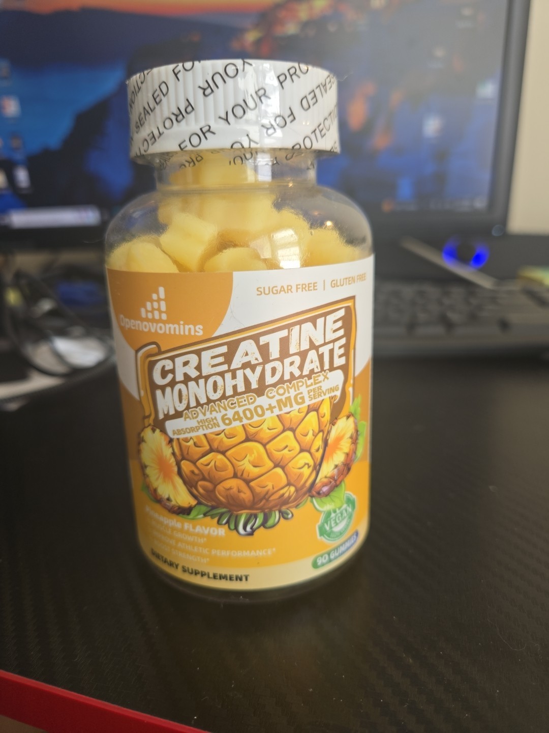 Openovomins Creatine Gummies, Pineapple Flavor
