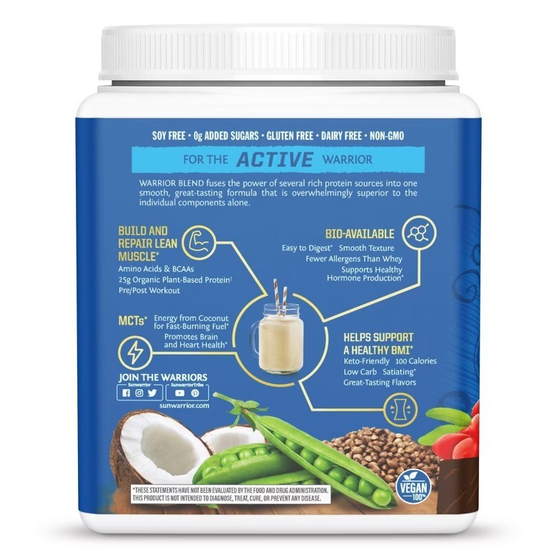 Organic Plant Vegan Plant Based Protein Powder – Chocolate – 13.2oz: 17g