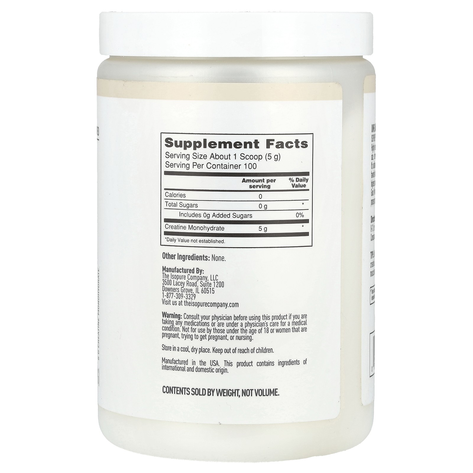 Creatine Monohydrate, Unflavored, 1.1 lb (500 g)