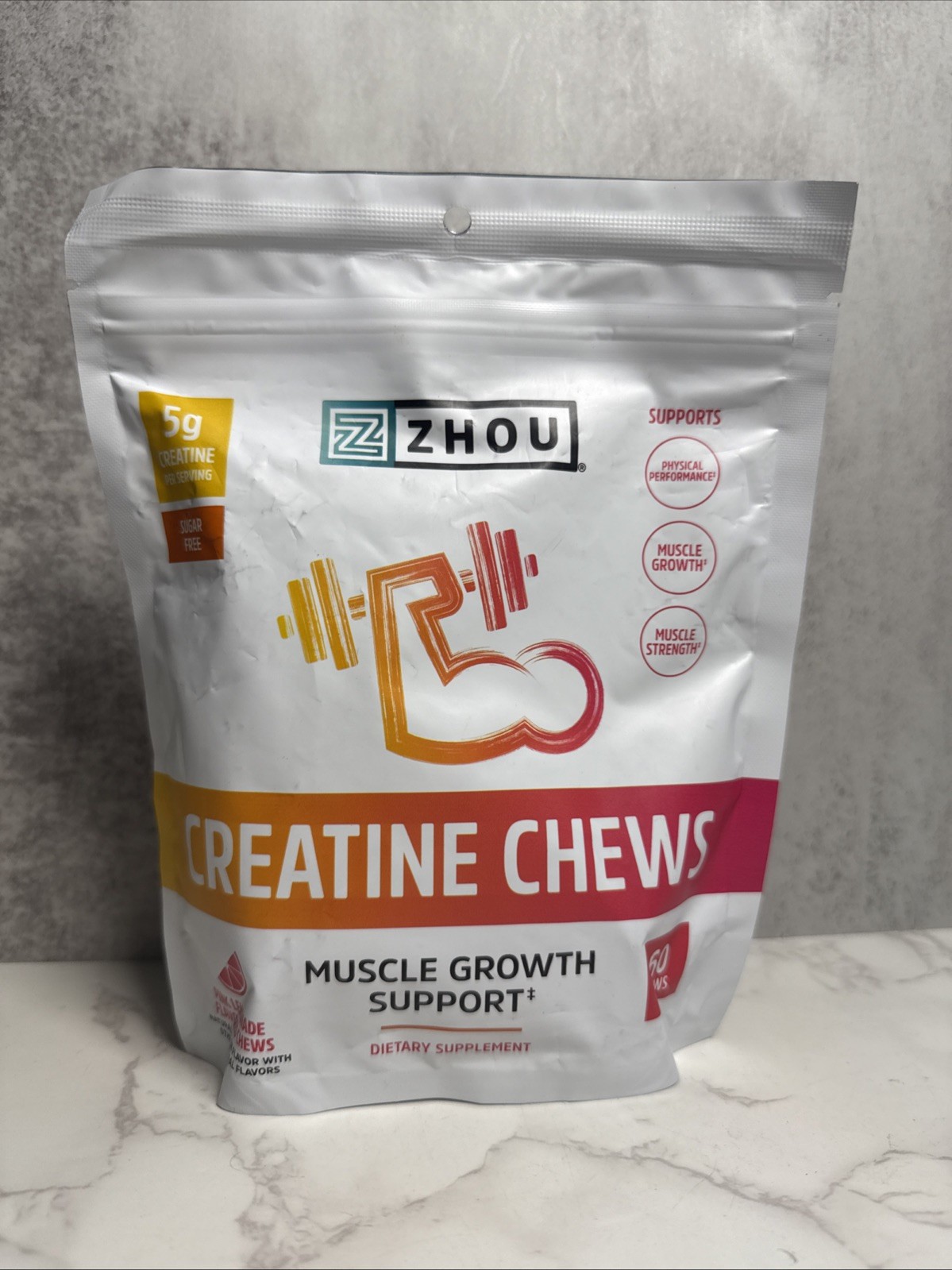 Zhou Creatine Chews, Pink Lemonade Flavor, 60 chews