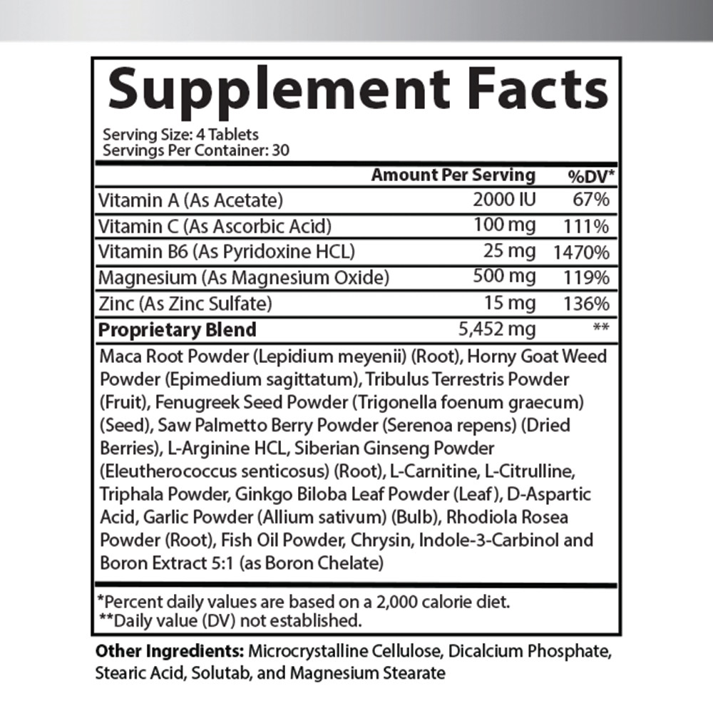 Angry Supplements Mens Monster Test T Booster w/ Zinc + Caffeine Energy Pills