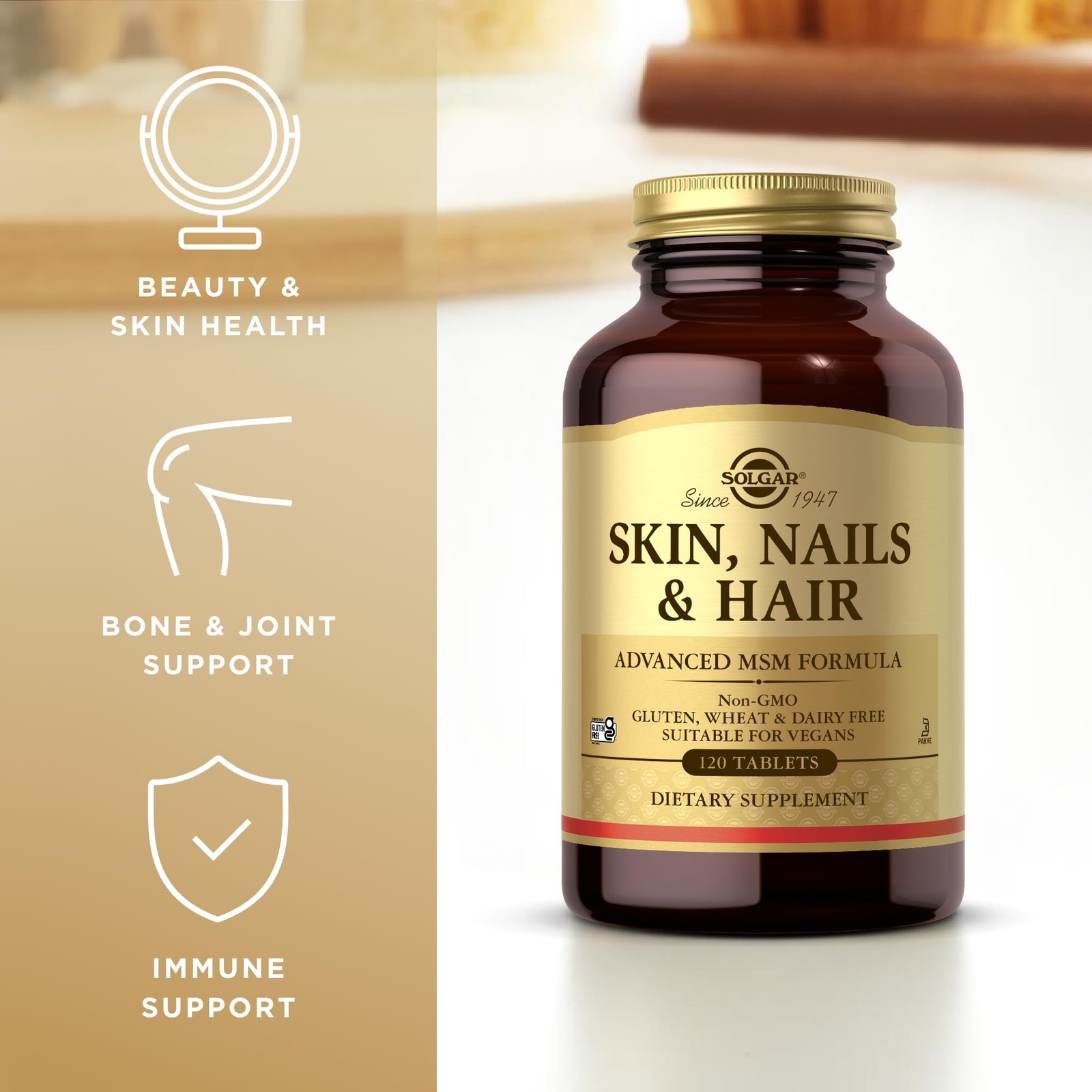 Solgar Skin Nails Hair – 120 Tablets Pack Of 2 – Advanced Msm Formula – Non Gmo