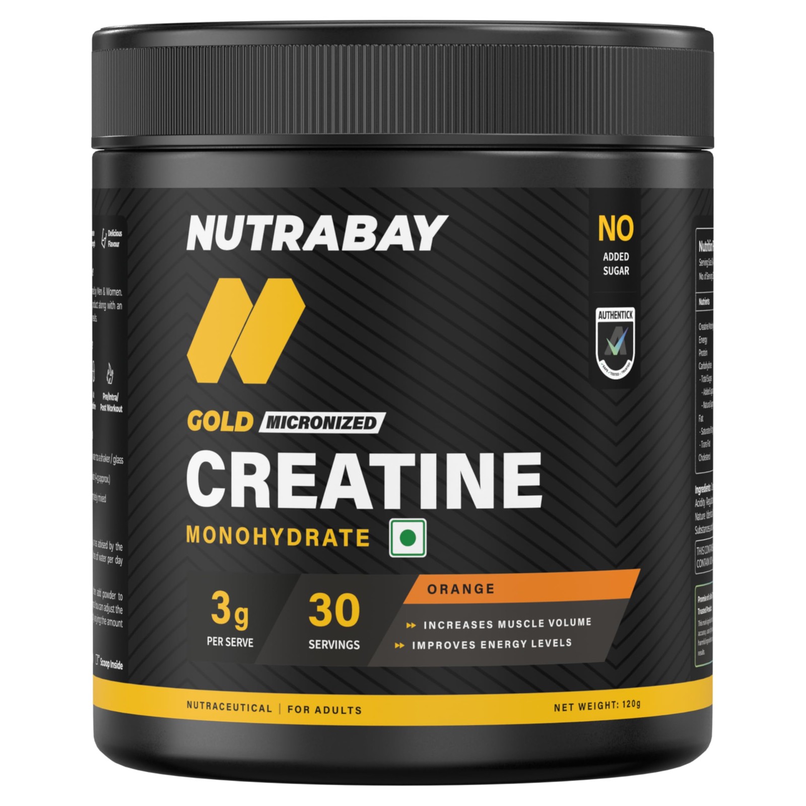 Nutrabay Creatine Monohydrate 120g Orange 3000mg Serving