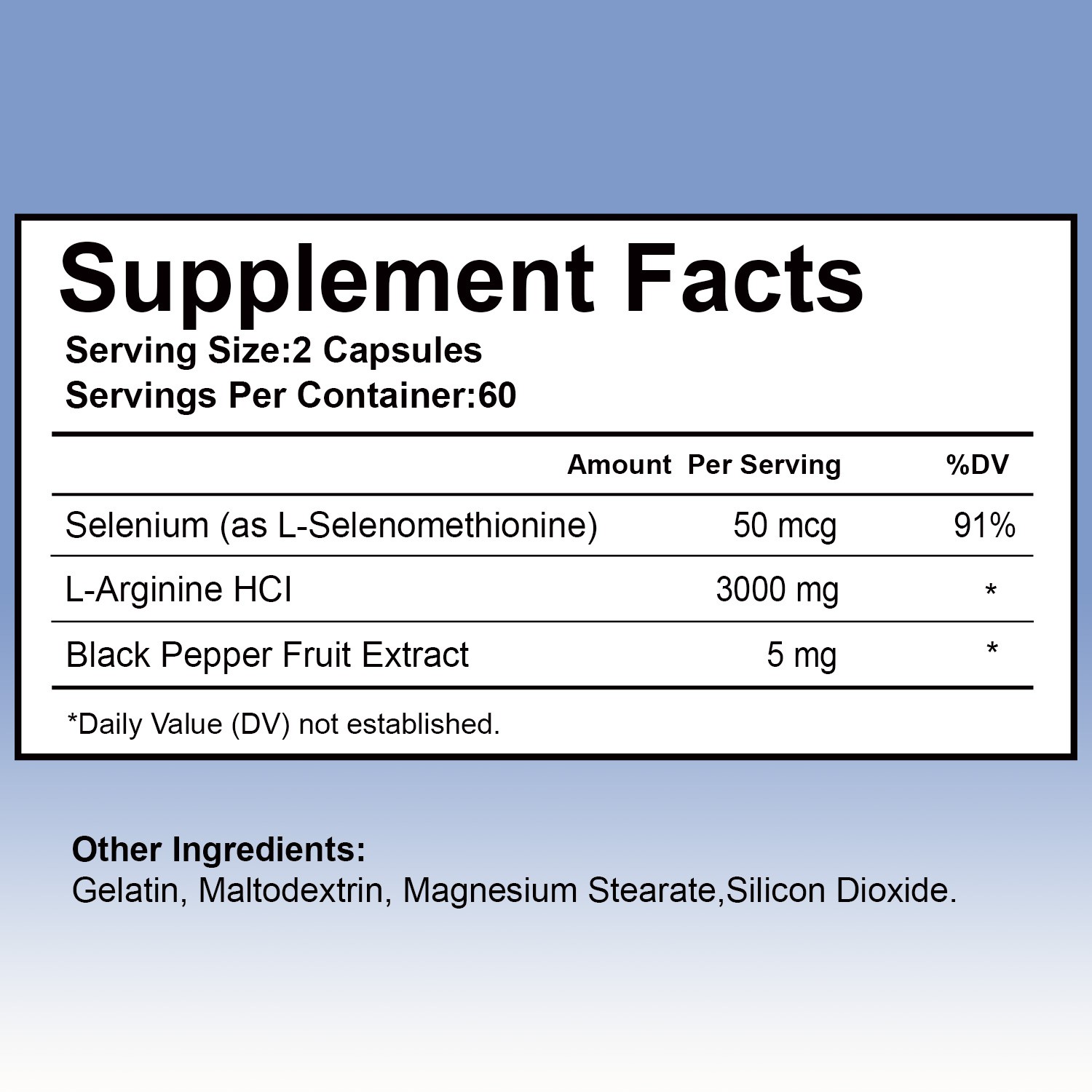 2Packs L-Arginine 3000mg with Black Pepper Muscle Strength Stamina Heart Support