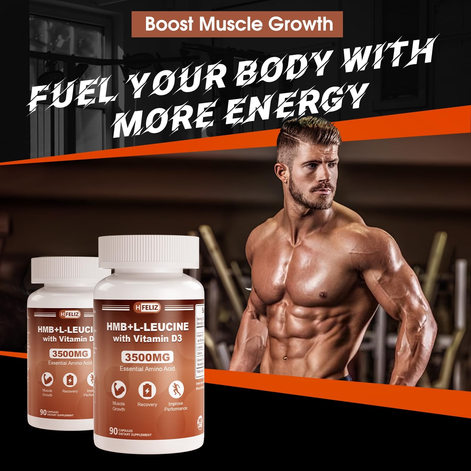HMB and Leucine Supplement 3500mg L-Leucine HMB with Vitamin D3 Amino Acid BC…