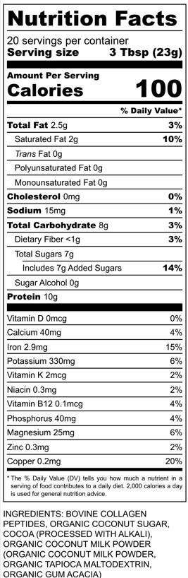 PWR^UP GRASS-FED COLLAGEN PEPET1DES CHOCOLATE READY-TO-EAT 16.23 OZ 20 SERVINGS