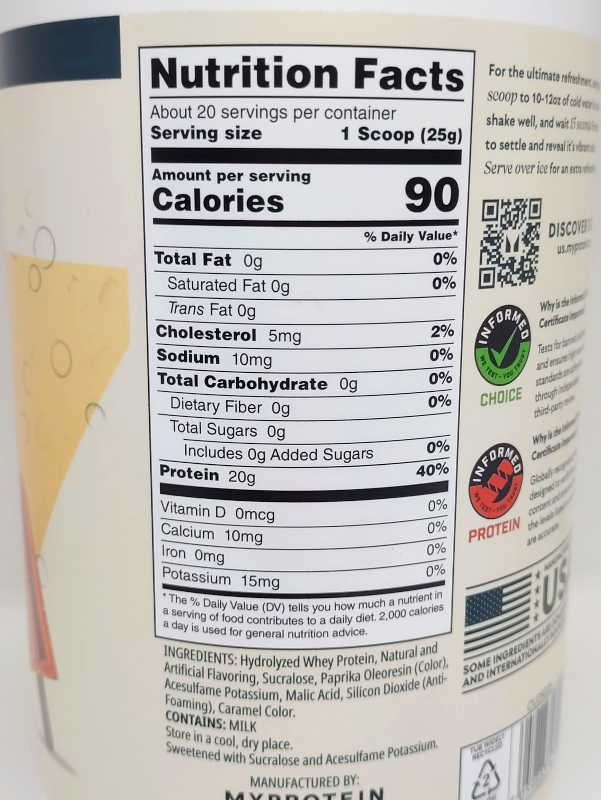 Clear Whey Isolate Protein Powder Orange Cream, 20 Servings, 1.1lbs