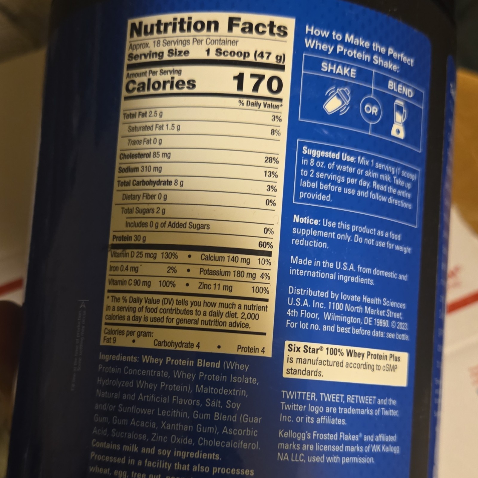 Six Star 100% Whey Protein Plus Powder, Frosted Flakes Flavor, 18 Servings