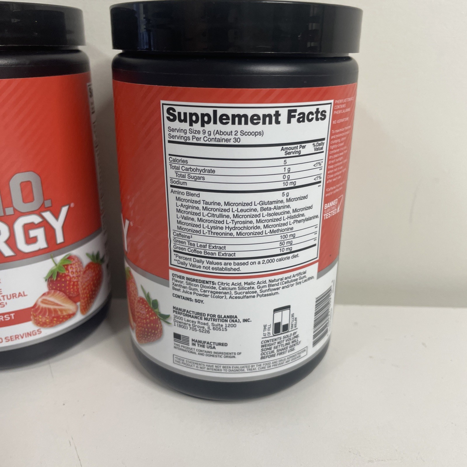 (2) Essential Amin.O. Energy Juicy Strawberry Burst 9.5 oz 270 g EXP 9/27