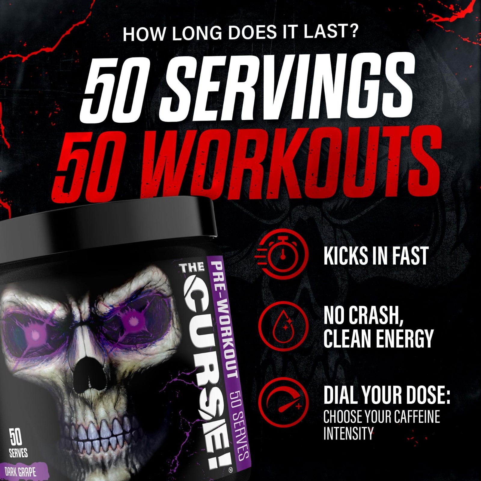 Pre Workout Powder with Creatine & Caffeine, Dark Grape Flavor, 50 Servings – Bo