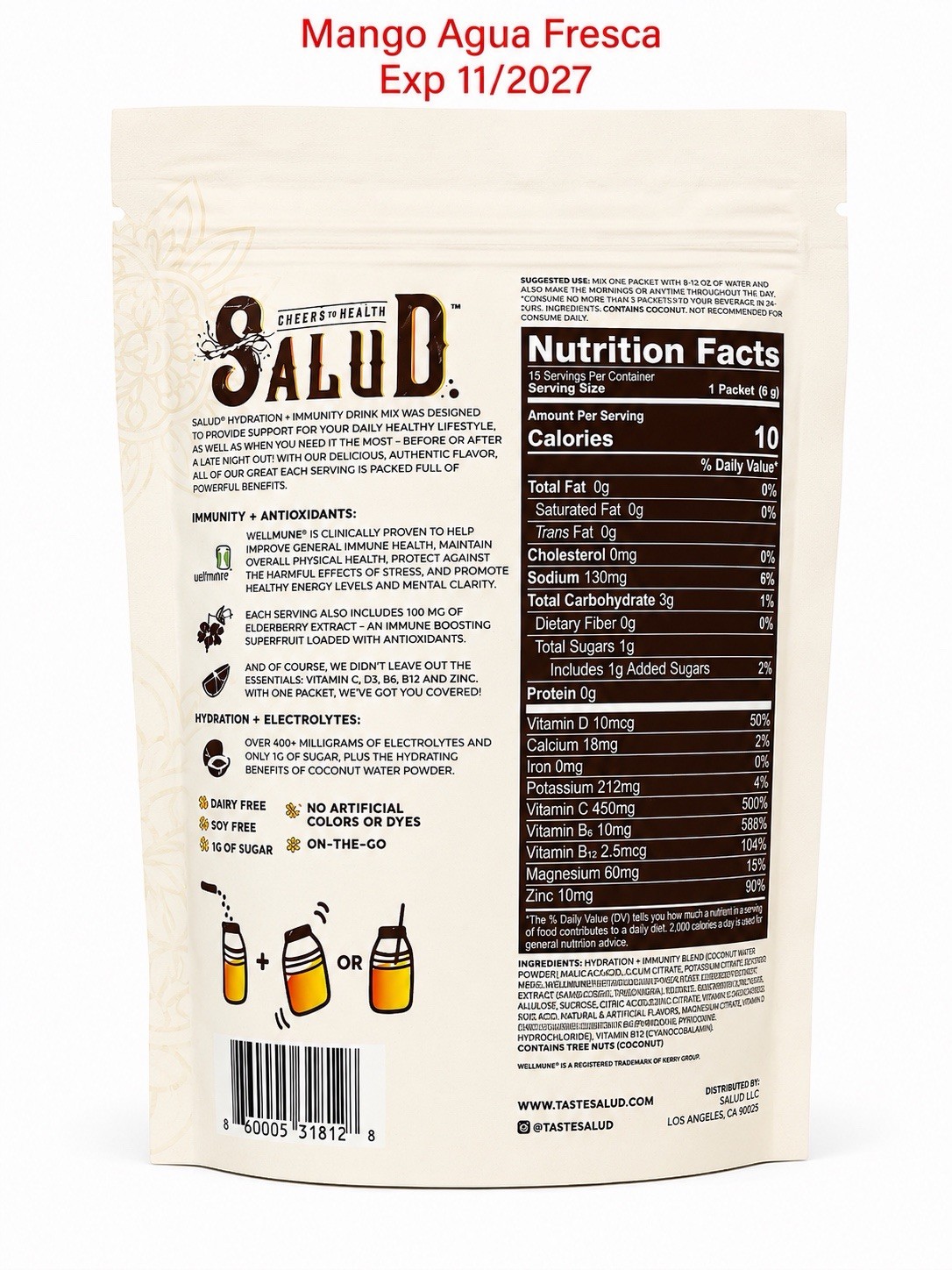 SALUD Hydration & Immunity Drink Mix 2 Pack Bundle Mango & Piña Colada