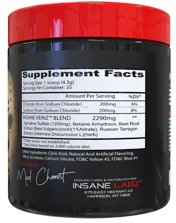 Psychotic Pre Workout Insane Veinz blue Raspberry 35 servings