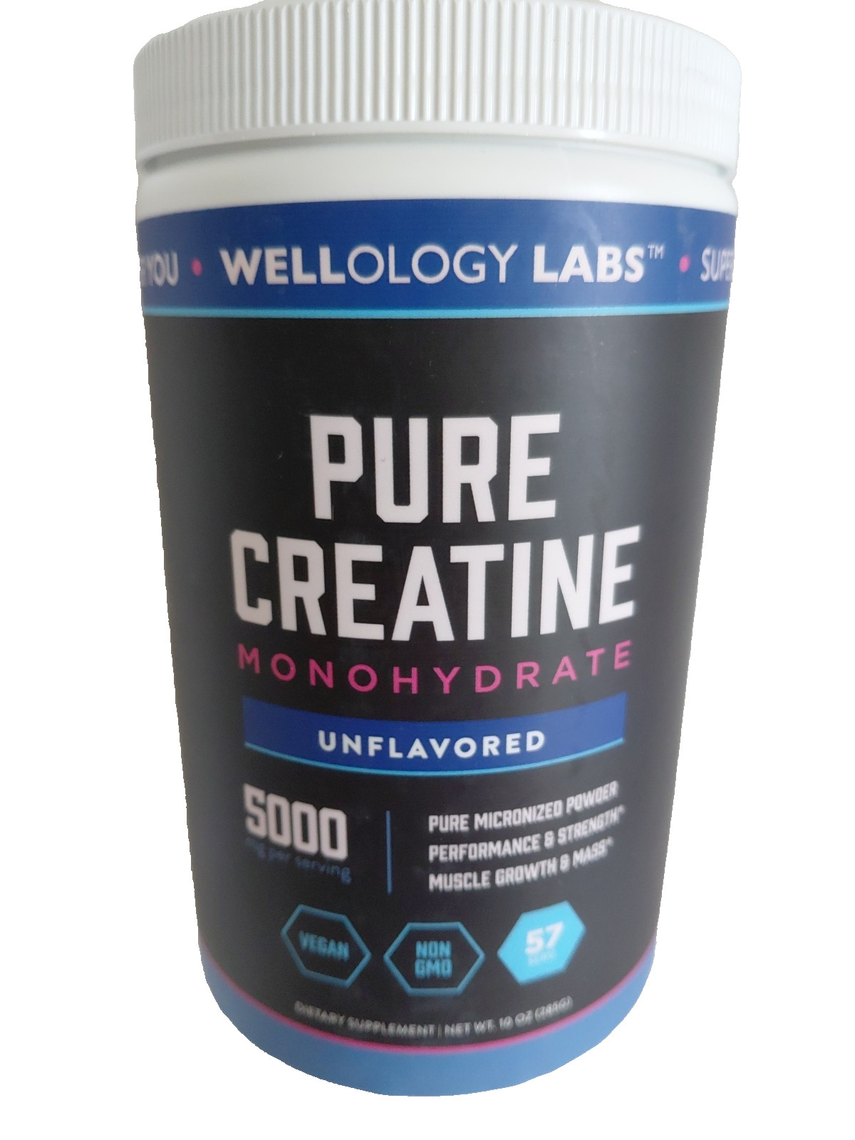 Wellology Labs Pure Creatine Monohydrate 5000 MG Per Serving Exp 09/01/2028