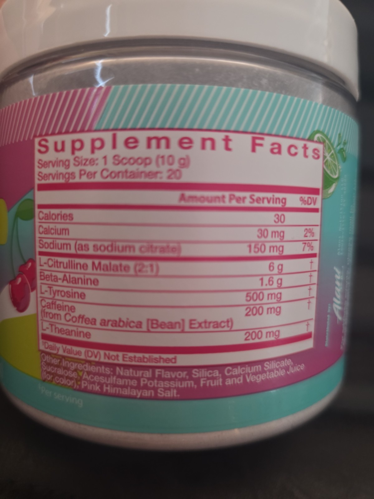 Alani Nu Pre Workout Cherry Twist Powder 20 Servings Energy Pump