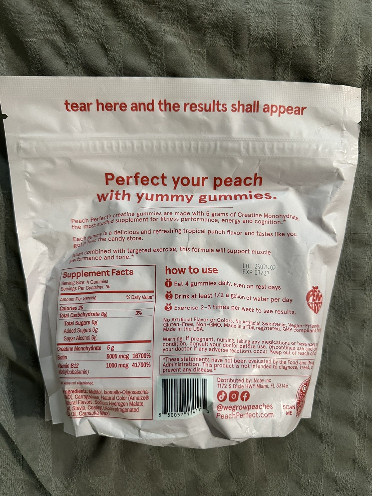 Peach Perfect Creatine Monohydrate Gummies