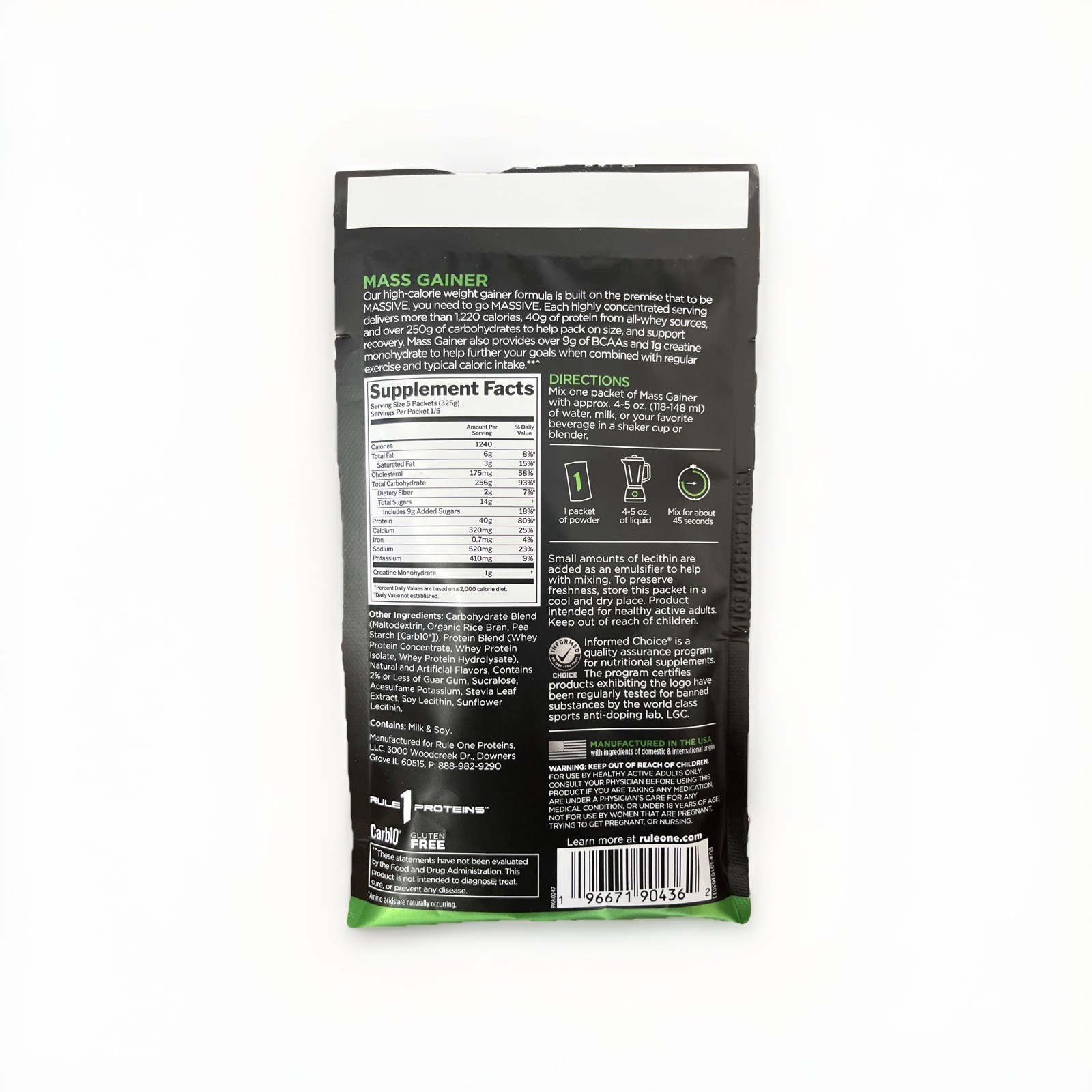 Rule 1 Mass Gainer Vanilla Crème 65g Packet
