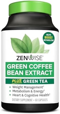 Zenwise Health EGCG Green Tea Extract Capsules with Coffee Bean Extract – 50% EG