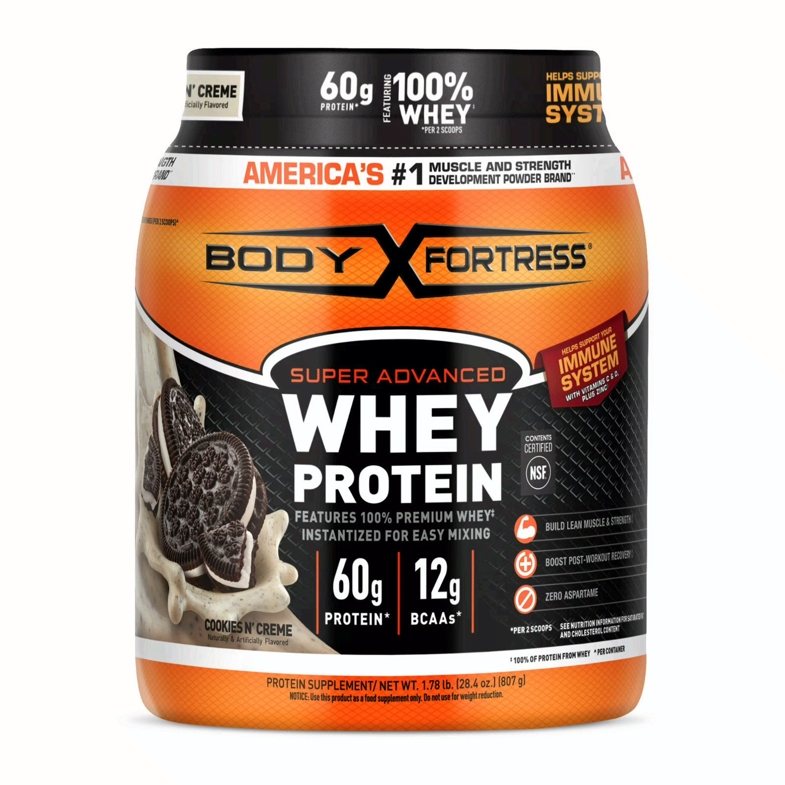 Body Fortress Super Advanced 100% Premium Whey Protein Powder, Cookies N’ Creme