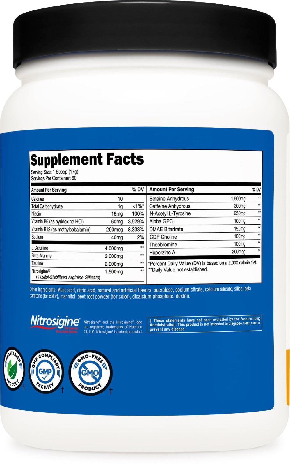 Pre-Workout Powder Complex – Peach Mango Flavor, 60 Servings, Vegan, Gluten-Free