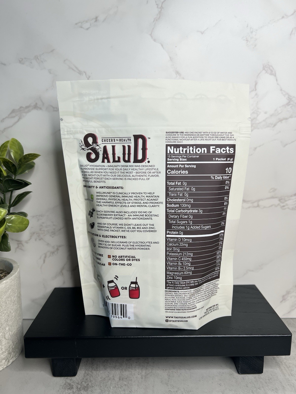 Salud Hydration+Immunity Electrolyte Mix Jamaica Hibiscus Acai 15 Exp 11/27